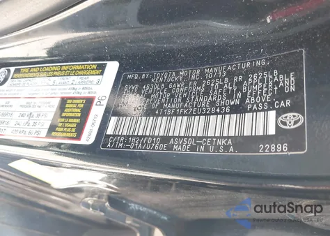 2014 Toyota Camry Le из США, поврежденный, VIN 4T1BF1FK7EU328436